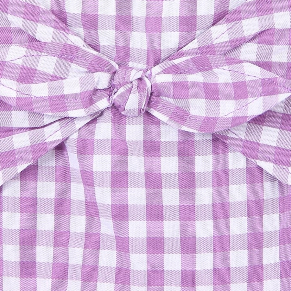 Purple Gingham Tie-Knot A-Line Dress - Picture 3 of 4